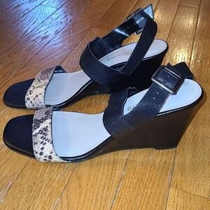 Leather strapped wedges